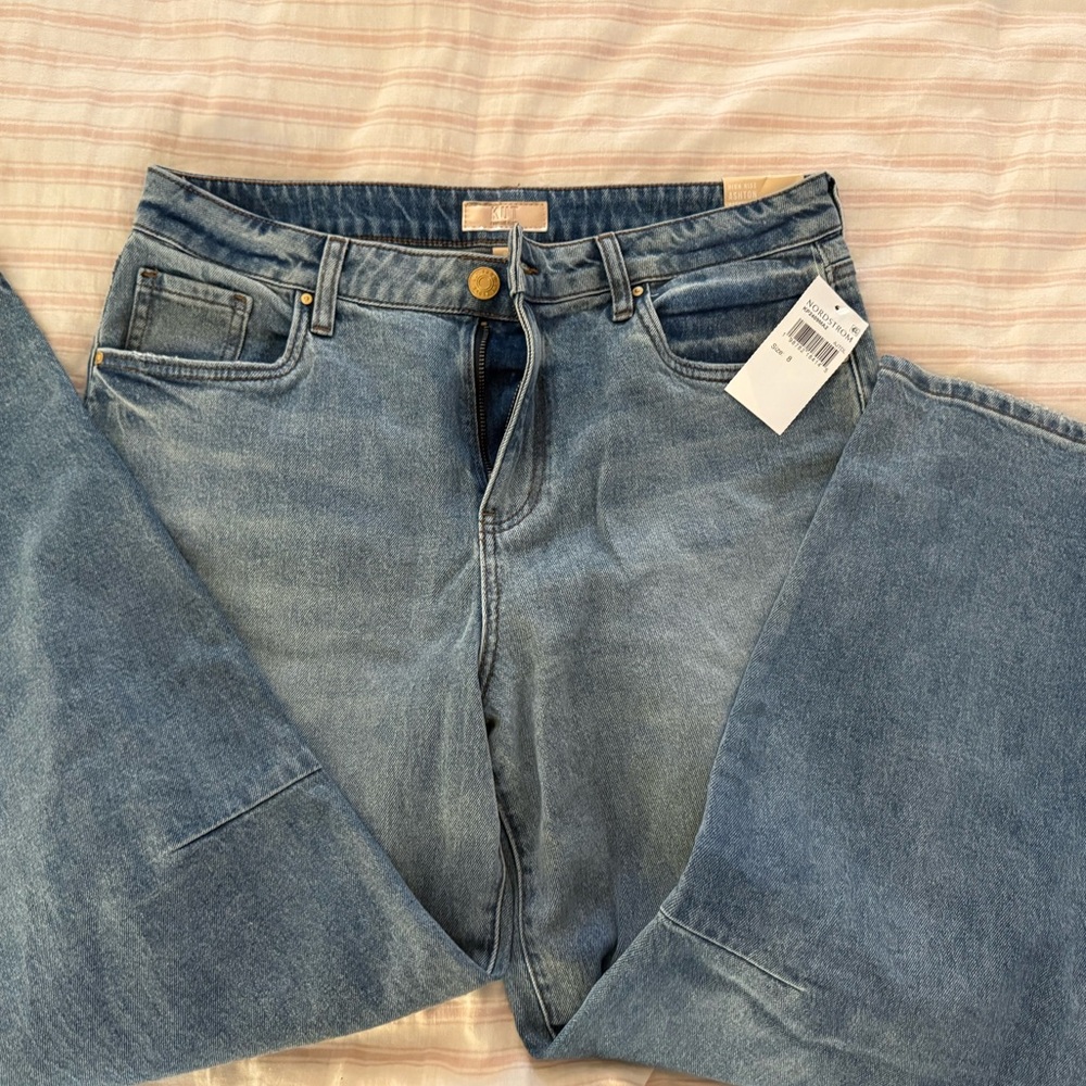 High waisted barrel jeans